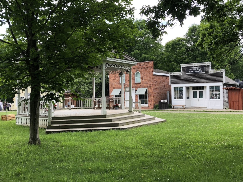 outdoor image of bandstand and shops